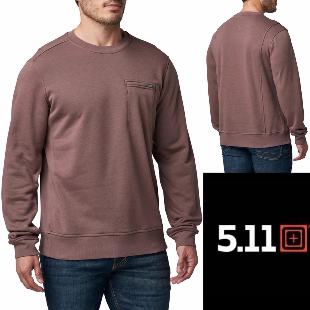 5.11 Tactical Engage Fleece Crew Neck Sweatshirt Men 2XL Peppercorn Chest Pocket